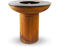 BonFeu BonBiza BBQ XL Corten – Grote BBQ met Plancha en Vuurschaal voor Buiten Koken - Gemaakt van Cortenstaal - 98x98x100 cm