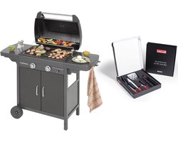 Campingaz 2 Series Classic LX Plus Gas barbecue - 2-Branders - opklapbare zijtafels - Zwart - Inclusief Barbecook BBQ Kookgerei