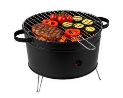 Cheqo® Tafelbarbecue Houtskool - Tafel Barbecue - BBQ Tafelmodel - Houtskoolbarbecue - Compacte BBQ voor Camping of Park - 35 cm - RVS - Lichtgewicht
