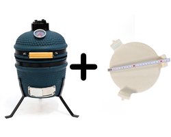 Compleet - Own Grill 13 inch kamado barbecue V2 blauw met heatdeflector