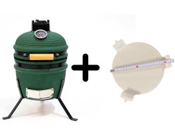 Compleet - Own Grill 13 inch kamado barbecue V2 groen met heatdeflector