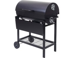 Cosmo Casa Grillwagen - Houtskoolbarbecue Staande Grill Tuinbarbecue met Deksel Plank- Staal 103x93x70cm Zwart