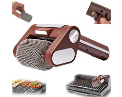 Elektrische grillreiniger met LED-verlichting – geen voorverwarming nodig, vaatwasmachinebestendig, perfect voor buitenbarbecues.