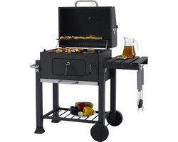 EVIQ - BBQ houtskool XL- Smoker Barbecue Valencia - Barbeque Verstelbaar kolenrooster - Barbecues Zwart