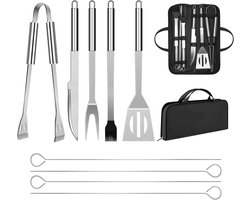 Famanu - BBQ Gebruiksvoorwerp Set Rvs Professionele Barbecue Accessoires Grill Tool Met Tas Gemakkelijk Te Dragen (9)