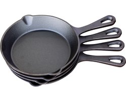 Gietijzeren pan - Skillet - set 4 stuks - 16cm - preseasoned