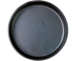 Gietijzeren ronde steakplate - met onderzetter - 22 cm