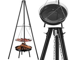 Gregman Roast 30 - Vuurschaal en Grill - Tuinhaard & Houtskool BBQ 2-in-1 met Verstelbaar Rooster - Zwart