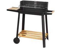 Houtskool Barbecue met Wielen Hout - BBQ Zwart