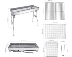 Houtskool Barbeque Staand Camping Draagbaar Zilver