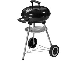 Houtskool BBQ -Goliving Houtskool Barbecue - Ø34cm - Inclusief Accessoires - Houtskoolbarbecues op Wielen - BBQ met Deksel - Rond - - Zwart - Metaal