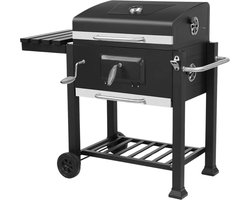 Houtskool grill op wieltjes - Voor 5 tot 10 personen - Houtskoolbarbecues - Briketten - Met deksel - Thuis of camping