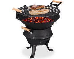Houtskoolbarbecue - kolenbarbecue - bbq - camping barbecue - gietijzer - zwart