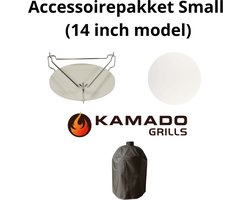 Kamado Grills - Accessoirepakket - 14 inch kamado - Regenhoes, Deflector en Pizzasteen