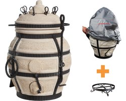 Keramische tandoor Don Sarmat - Multifunctionele Houtoven BBQ - Voor de Fijnproever! *** Met klapdeksel, beschermhoes EN onderstel