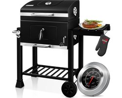 KESSER® Houtskoolbarbecue XL Barbeque Houtskool met Deksel, Wielen, Roestvrij Stalen Handvat, Barbecuerooster en Thermometer, 8 Spiesen met Zakje & siliconen Borstel, grote BBQ Camping Terras Tuin