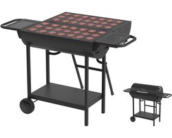 KitchenBrothers 2-in-1 Houtskool BBQ XL - BPA en PFAS Vrij - Verstelbare luchtroosters - Dubbele BBQ - Zijtafels - Grillrooster BBQ - Zwart