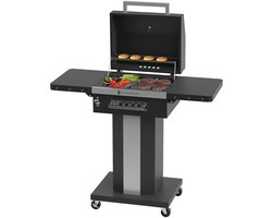 KitchenBrothers Houtskool BBQ – Barbecue Staande Grill - BPA en PFAS Vrij - met Wielen – RVS Grillrooster - Houtskool Barbecue met Deksel - Zwart