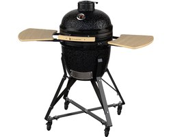 KitchenBrothers Kamado BBQ - 18 Inch Houtskool Barbecue - 38,5⌀ cm - PFAS-vrij - Complete Set - Egg BBQ met Accessoires inclusief Hoes - Zwart