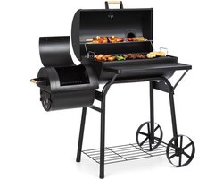 Klarstein Beef Brisket Houtskoolbarbecue en smoker – Met thermometer in deksel – RVS grillroosters – Grote wielen voor verplaatsing – Ideaal voor slow cooking en roken – Zwart