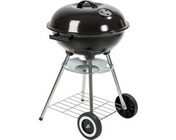 Kogel Barbecue - Houtskool Barbecue - BBQ - Barbecue op Wielen - Kookgerei - Grilrooster - Grillen - Egg BBQ - met Geïsoleerde Handvaten, Ontluchtingssysteem, As Opvangbak, Deksel en Opbergrooster - voor Vlees, Vis en Groente - Metaal - Zwart