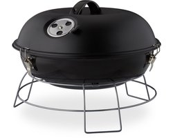 kogelbarbecue draagbaar - met deksel - voor houtskool - Ø36 cm - zwart