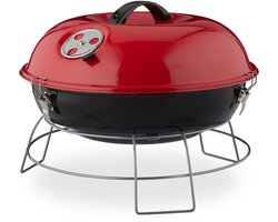 Kogelbarbecue - houtskoolbarbecue - kogelgrill - deksel - rond - draagbaar rood