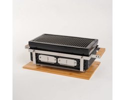 LIVIN' Rechthoekige Shichirin BBQ - Barbecue - Tafelgrill - Hibachi - Japanse BBQ Grill - Keramische Japanese Yakitori Grill - Geschikt Voor Binchotan Houtskool - 2 t/m 6 Personen - Grilldoorsnede 35,5 cm x 17,5 cm