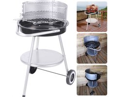 Luxe Houtskoolbarbecue - Barbecue - BBQ Verrijdbaar - 4 Kookhoogtes - Grillrooster 42.5 cm - Met Windscherm - 2 Grillhandvaten - 4.2 kg - Inclusief EBOOK