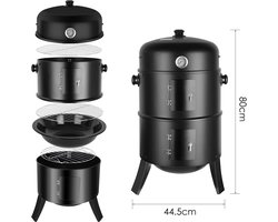 Manzibo BBQ  - Smoker bbq - Grill - Barbecue - Rookoven - Houtskool  - Voor Tuin, Camping - Ronde Barbeque - Zwart