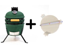 Mini kamado groen v2 incl heat deflector - 13 inch.