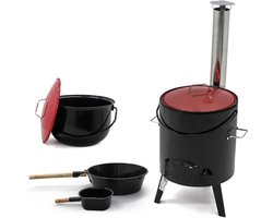 Muntel® Goulashketel - Goulashpot - Geëmailleerd - Kookpot - Scheplepel - 14 liter - Met Deksel - 92 x 35 x 45 cm - Zwart