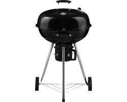 Mustang Basic 57 Houtskoolbarbecue - Kogelbarbecue 57 cm - Ø54 cm Grillrooster - Dekselthermometer - met Wielen - kleur Zwart