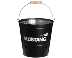 Mustang Tafel BBQ – Compacte Houtskool Barbecue + Gratis Lucifers – Ø19 cm Grill – Mini BBQ voor Balkon, Camping & Picknick