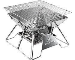 Opvouwbare BBQ-grill, draagbare houtskoolgrill, roestvrijstalen houtkachel, barbecue-fornuis voor buiten/tuin/camping/picknick/feest