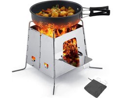 picknickbarbecueDraagbare Roestvrij staal Opvouwbare Houtskool BBQ Grill Afneembare Kleine BBQ Grill grillset winddicht Camping Buiten Reizen Met Draagtas