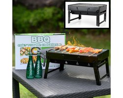 Portable Houtskool Barbecue - Grilloppervlak (LxB) 43 x 27 cm - Inklapbaar - Zwart