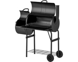 Premie Houtskool barbecue - Smoker Barbecue - 2-in-1 ontwerp - BBQ voor buiten, tuin - Zwart