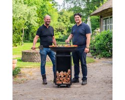 RJRoyal Living Plancha BBQ Camarada Blackline Bakplaat 8mm en conisch incl Wielen en Wok-ring