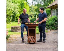 RJRoyal Living Plancha BBQ Camarada volledig Cortenstaal met 8 mm 70cmØ conische Bakplaat