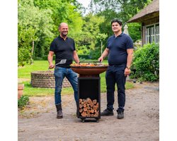 RJRoyal Living Plancha grill BBQ Camarada corten grillring met en houtopslag vuurschaal buitenkeuken grillring cortenstaal Barbecue