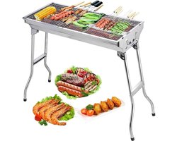 Roestvrijstalen BBQ houtskoolgrill rookgrill - opvouwbaar,draagbaar. Kamperen - Draagbaar & Praktisch - voor camping - tuin - picknick