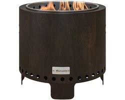 Rookvrije Vuurkorf Tafelvuurplaats Ø45 Cm Met Handvat En Pook, Ideaal Voor Tuin En Camping, Metaal Zwart