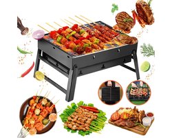 SMH LINE® Opvouwbaar Houtskool BBQ - Opvouwbare en Draagbare Barbecue - Incl. Vuurschaal en Grillrooster - 36x27x20cm (LxBxH) - Tafelbarbecue