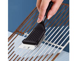 Stalen bbq borstel - RVS barbecue krabber - BBQ rooster borstel - Zwart - RVS - Kunststof - Schone bbq - 20CM - CHPN