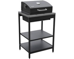 sweeek - Houtskoolbarbecue roestvrij staal verchroomd rooster en 2 planken 60 x 58,5 x 138 cm - naxos