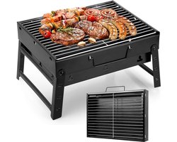 Trendello Opvouwbare tafel bbq houtskool - barbecue houtskool - Houtskoolbarbecues - Camping barbecues- Barbeque - Grilloppervlak (L x B) 35 x 24 cm - Zwart