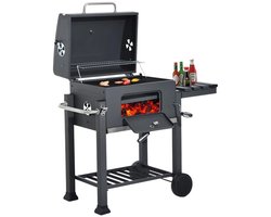 Tresaro - Smoker Barbeque - Premium Houtskool BBQ - Barbecue - Thermometer en Houtskoollade - Grillwagen met Gietijzeren Rooster