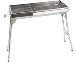 Uten Opvouwbare bbq houtskool - barbecue houtskool - Houtskoolbarbecues - XL - Camping barbecues- Barbeque - Grilloppervlak (L x B) 73 x 33 cm - RVS