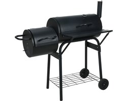 Vaggan Smoker Houtskoolbarbecue - Cilinder Rookoven -Barbecue Smoker - Houtskool Rookoven - Verrijdbare BBQ -118 x 53 x 102 cm- Gegalvaniseerd Staal - Thermometer